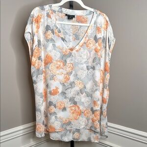 Nue Options Floral V-Neck Women's Top - Orange and Gray size 2X